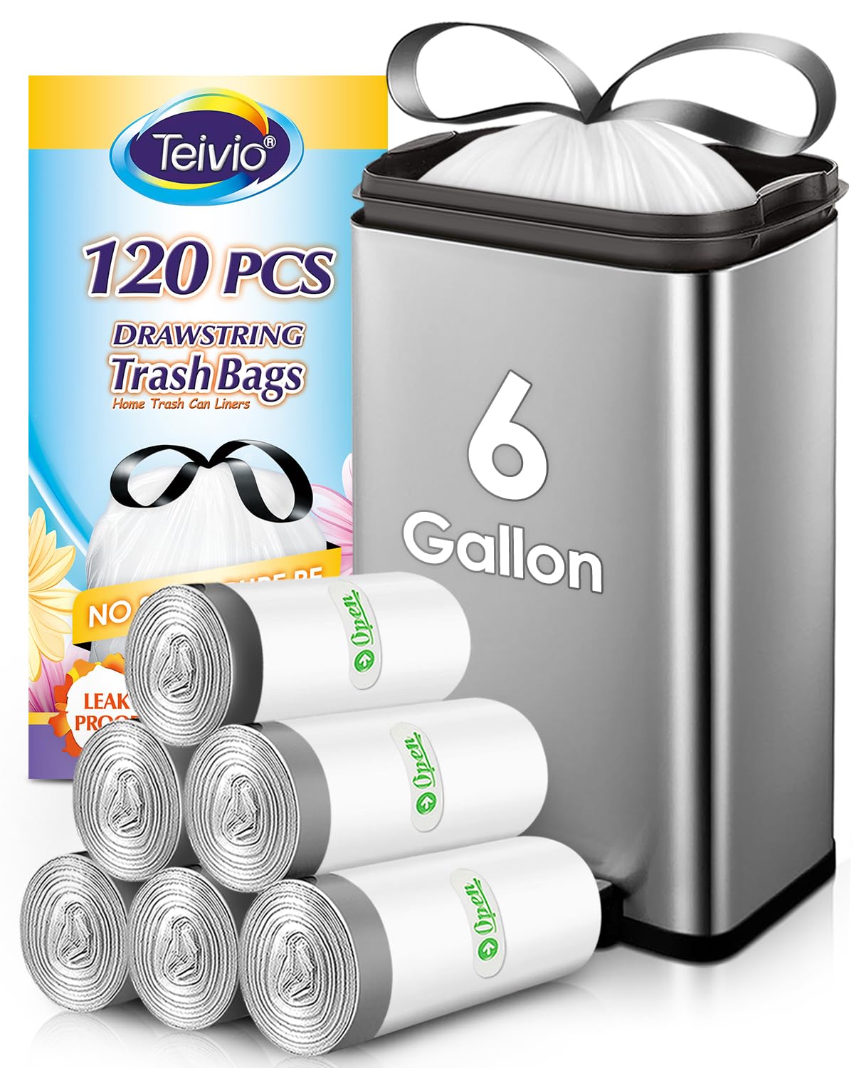 Amazon.com: 6 Gallon Small 120 Counts Strong Drawstring Trash Bags